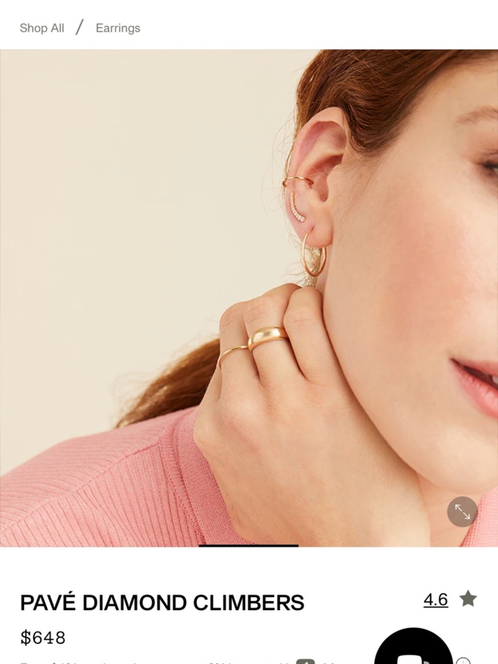 Mejuri (one-right ear) Gold Curved Bar Earring with Subtle Stones - Picture 8 of 10